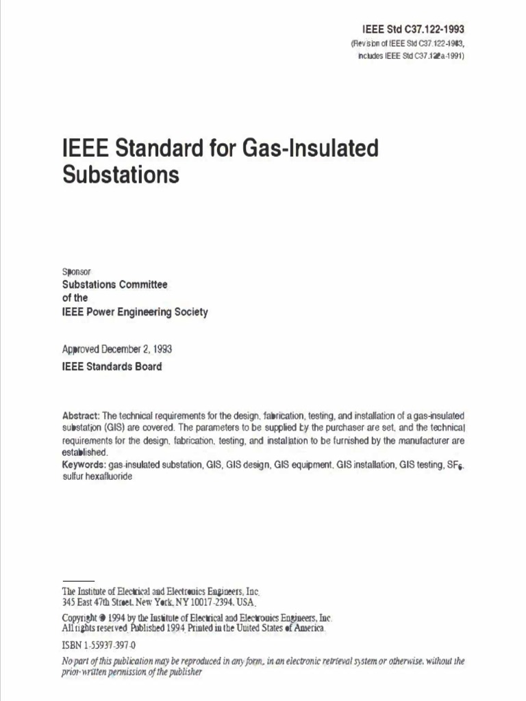 IEEE Standard For Gas-Lnsulated Substations: Substations Committee of ...