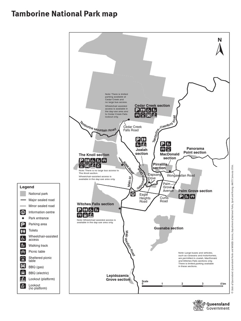 Tamborine National Park Map Cedar Creek Section PDF Queensland
