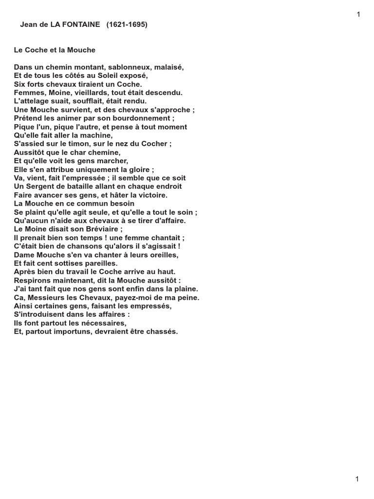 Le Coche Et La Mouche Jean