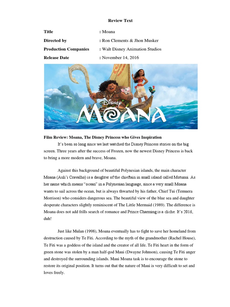 essay about the movie moana