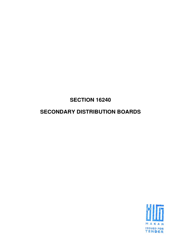 Secondary Distribution Board Specifications | PDF | Electrical ...