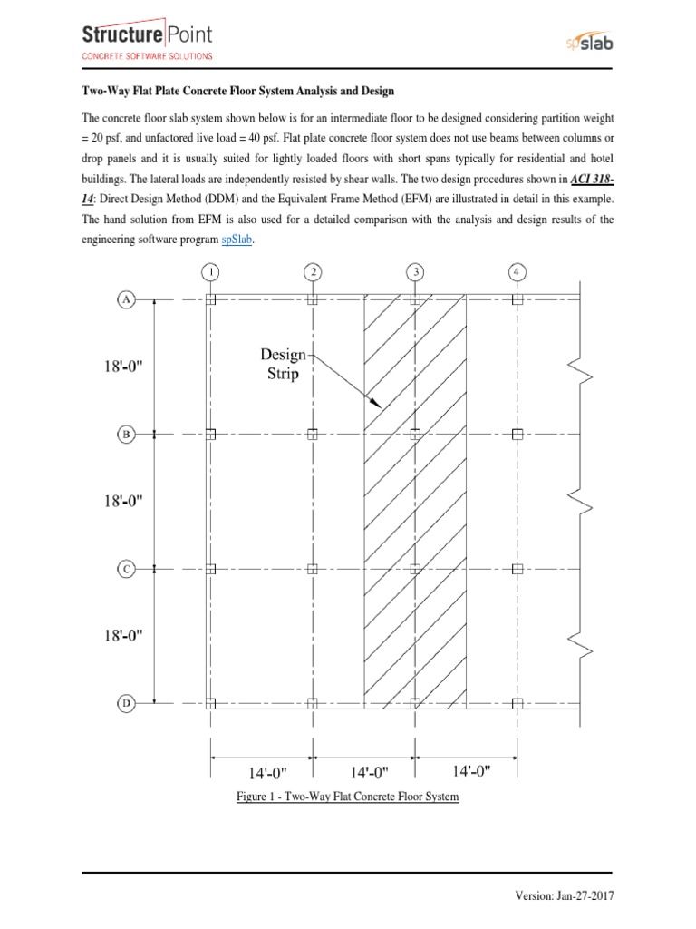 Two Way Flat Plate Reinforced Concrete Slab Floor System Design