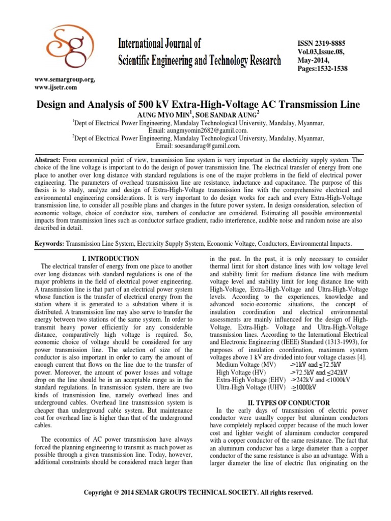 534621ijsetr1142 259 | PDF | Electric Power Transmission | Electrical ...