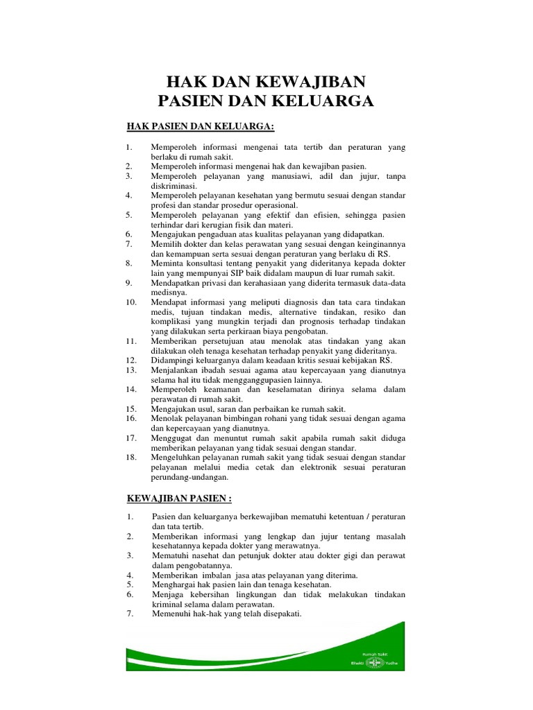 Hak Dan Kewajiban Pasien Banner | PDF