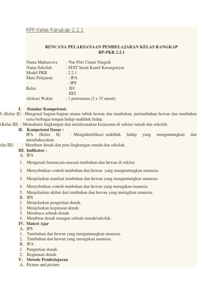 Get Contoh Rpp Kelas Rangkap Model 222 Kelas 4 Dan 5 Gif