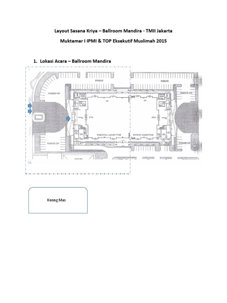 Layout of Mandira Ballroom TMII | PDF