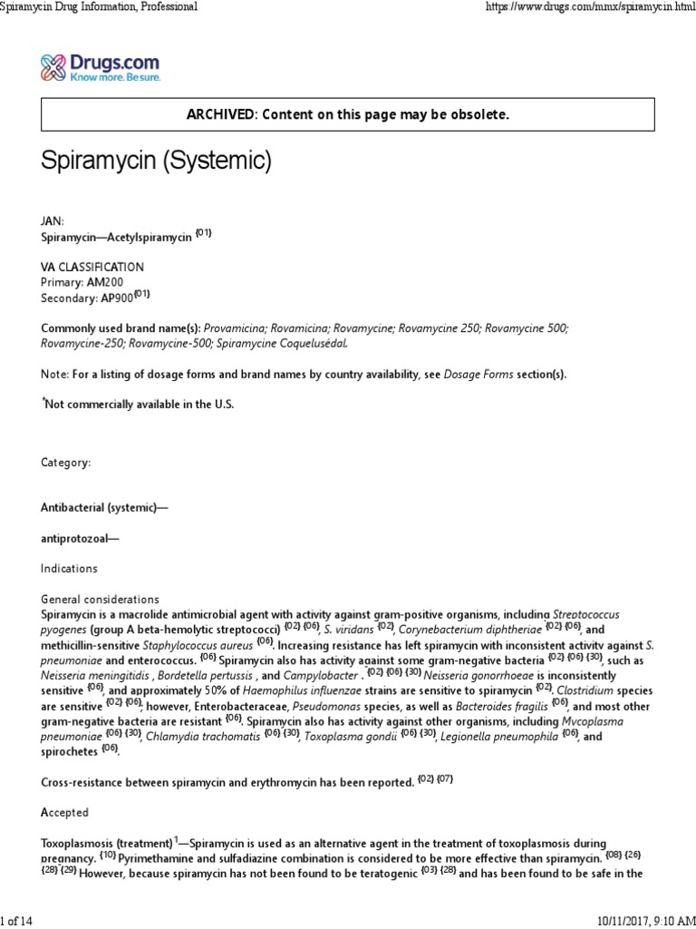 Monograf Spiramycin Pdf Pdf Dose Biochemistry Chemistry
