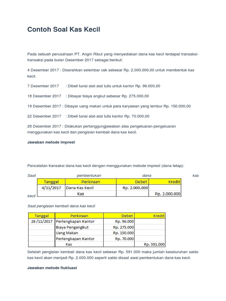 Contoh Kas Kecil