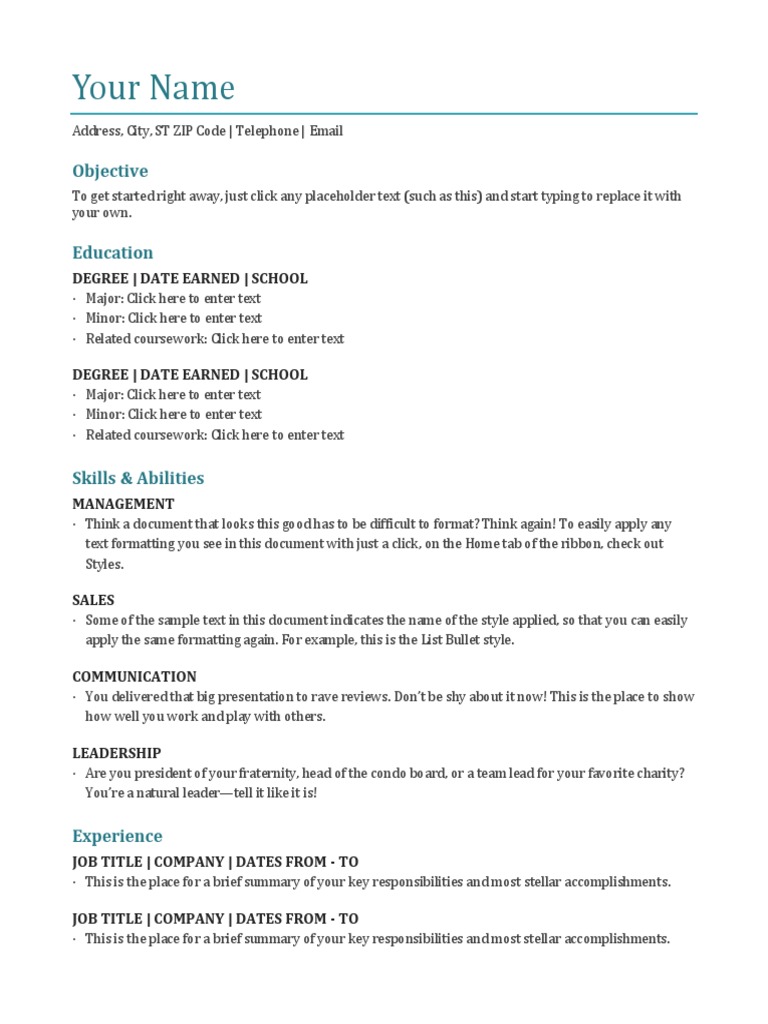 Your Name: Objective | PDF