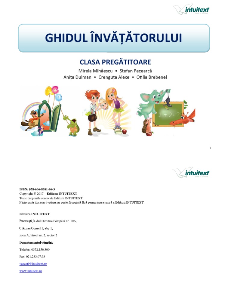Intuitext Ghidul Invatatorului Clasa Pregatitoare Pdf