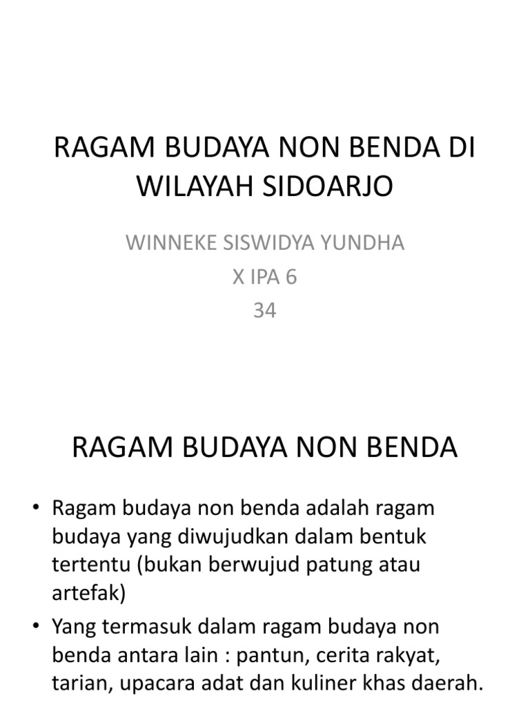 Ragam Budaya Non Benda Di Wilayah Sidoarjo