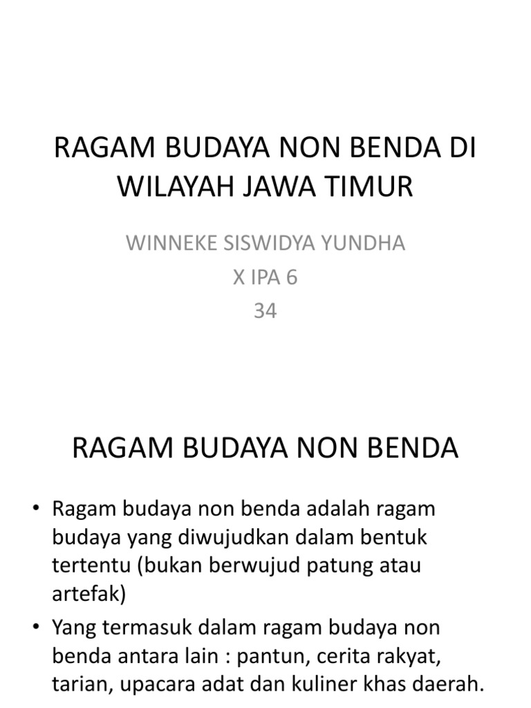 Ragam Budaya Non Benda Di Wilayah Jawa Timur Pdf