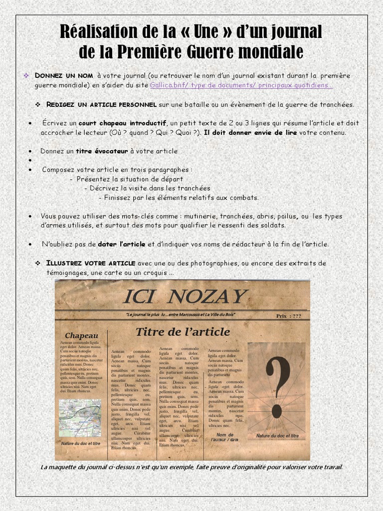 Réalisation de La Une D un Journal PDF Troubles Conflit armé