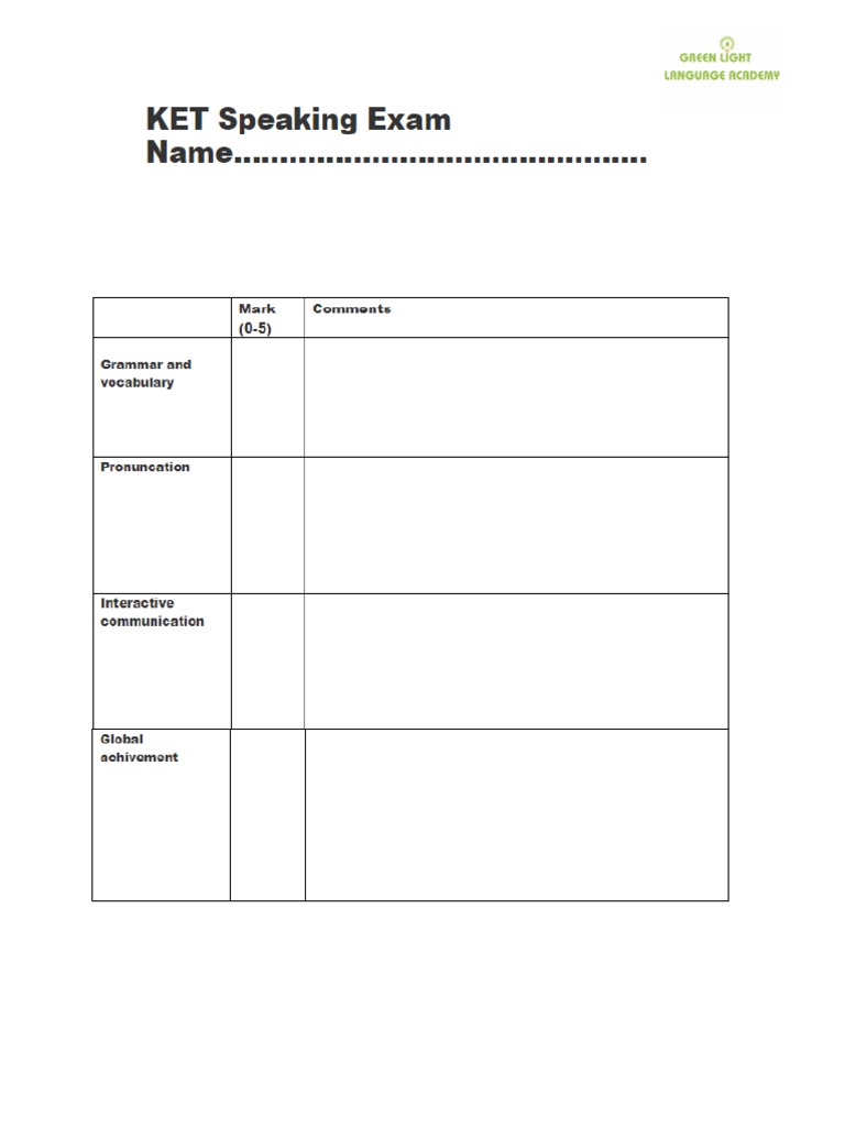 Mark Sheet For Ket | PDF