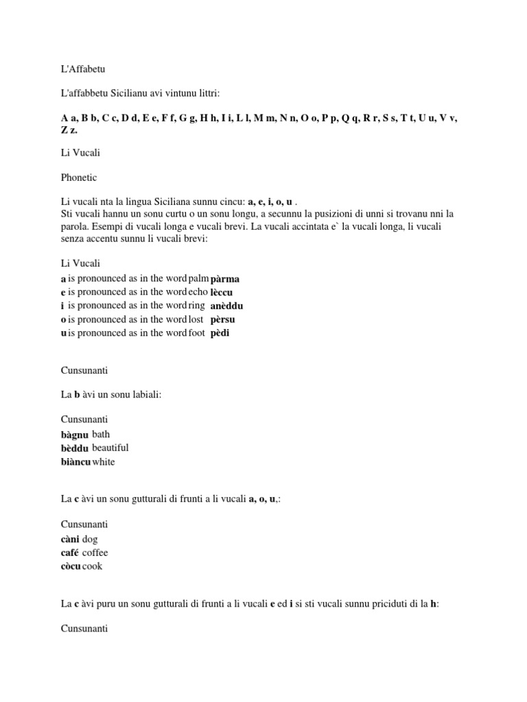 Sicilian-English Language Course | PDF