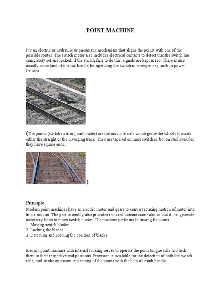 Railway Point Machine Overview | PDF | Relay | Track (Rail Transport)