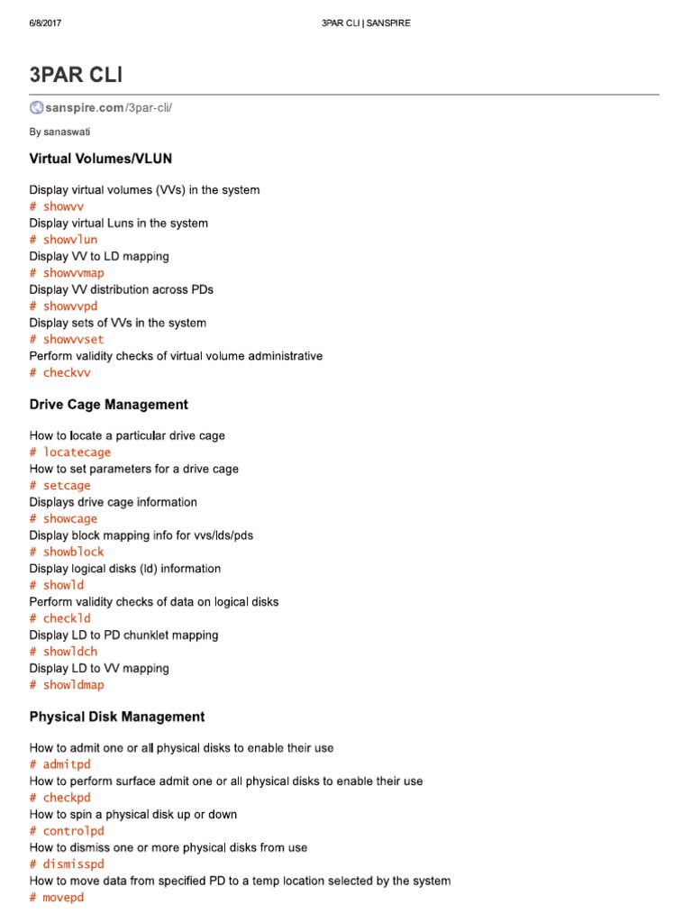 3PAR CLI - Commands PDF | PDF