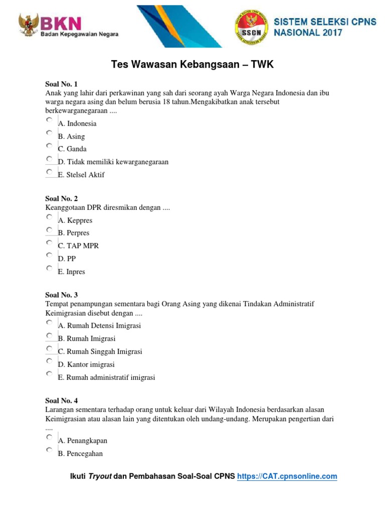 Kumpulan Soal CPNS Dan Jawabannya  PDF