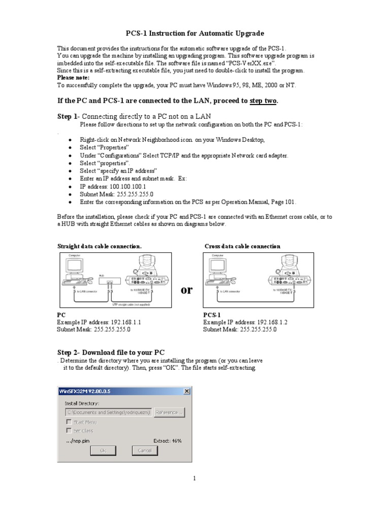 Upgrading the PCS1 A 7Step Guide to Completing the Automatic Software Installation Process