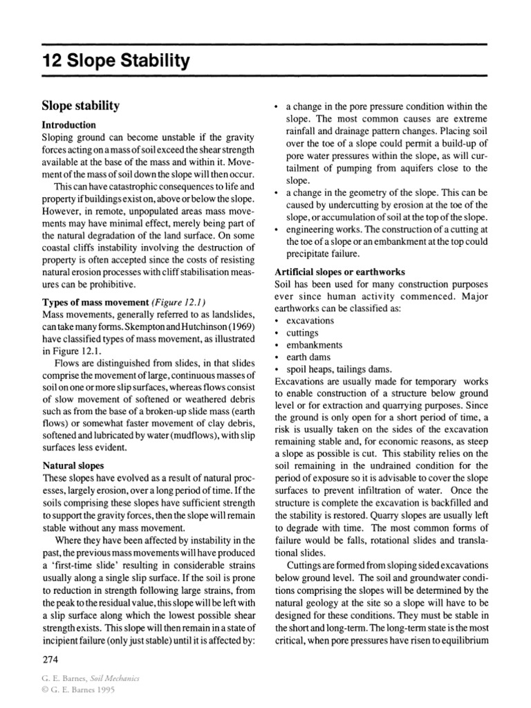 Slope Stability | PDF | Landslide | Soil