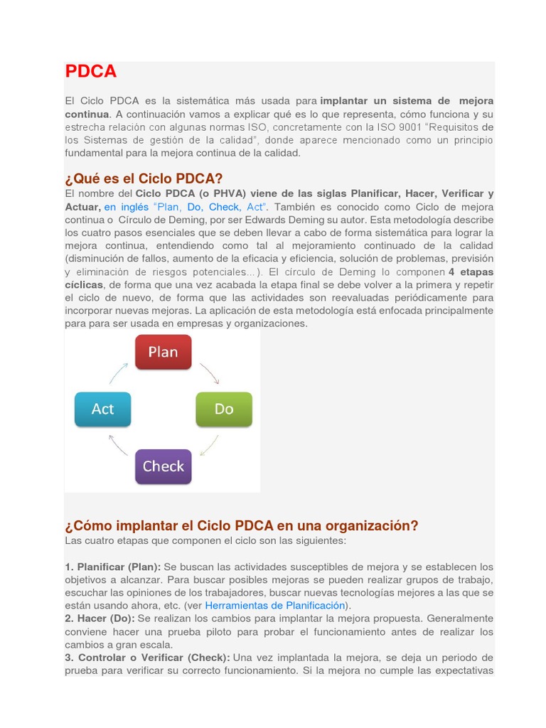 Ciclo PDCA en Mejora Continua ISO 9001 | PDF | Business | Science