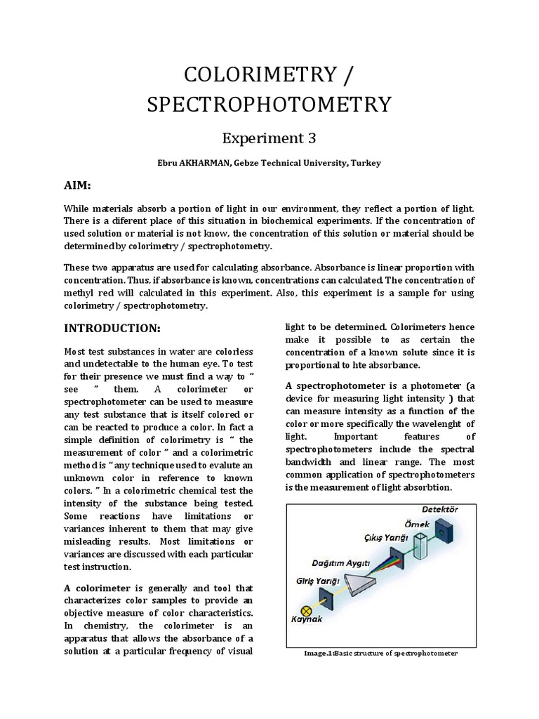 Colorimetry / Spectrophotometry PDF Spectrophotometry Absorbance