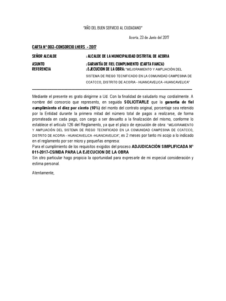 Carta de Presentacion de Propuesta Tecnica y Economica