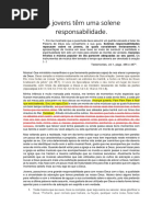 O Jovem Tem Uma Solene Responsabilidade.
