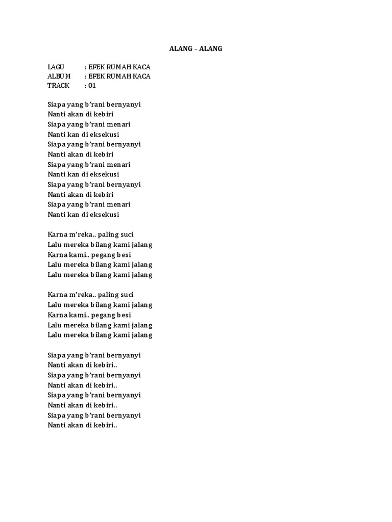 Lirik Efek Rumah Kaca Efek Rumah Kaca Album