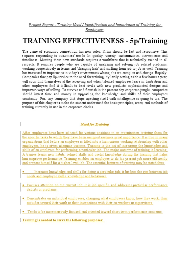 Training Effectiveness - 5P/Training | PDF | Mentorship | Job Satisfaction