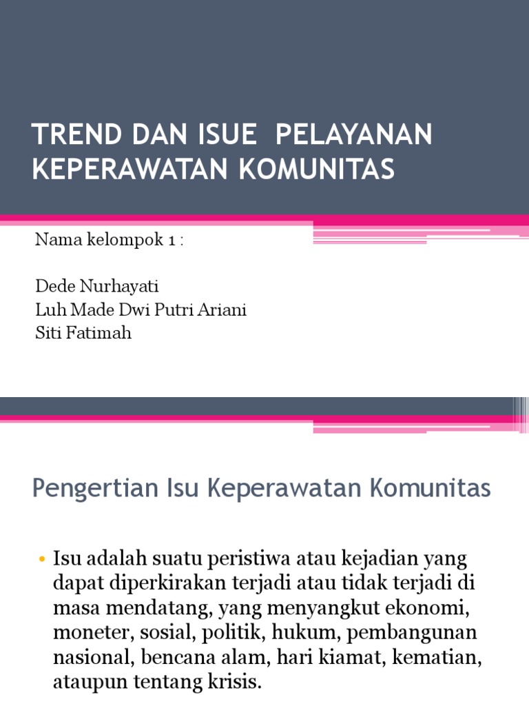 Trend Issue Keperawatan Komunitas Ilmusosial Id