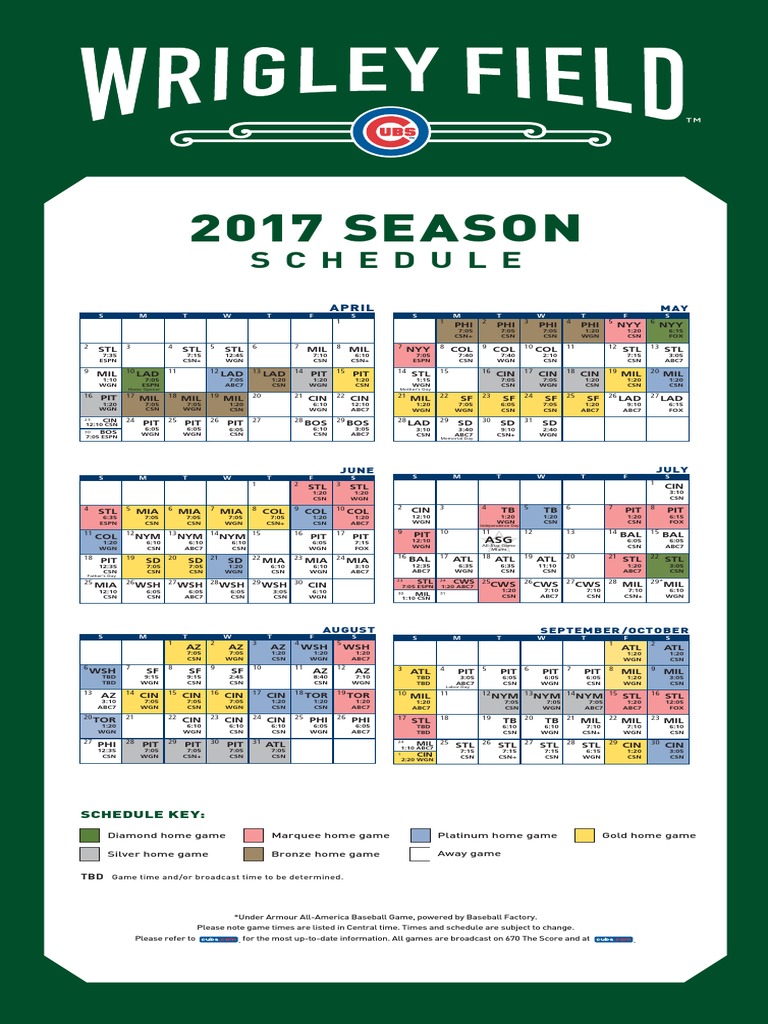 2017 Cubs Schedule | PDF | Sports