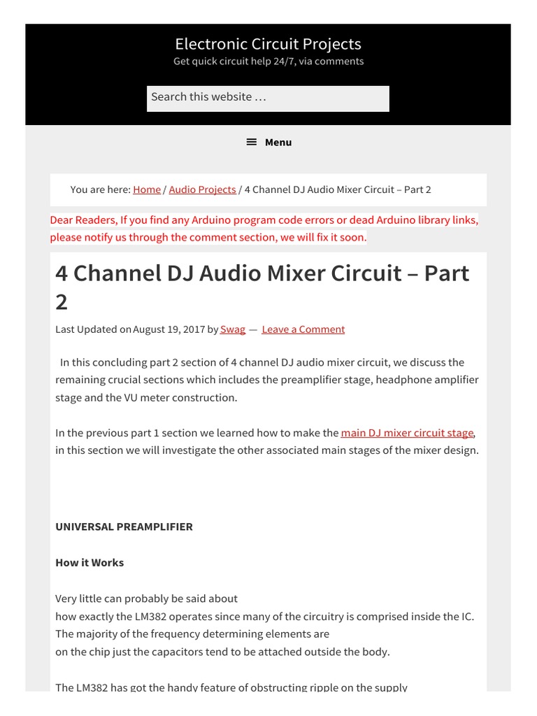 4 Channel DJ Audio Mixer Circuit Part 2 1 | PDF | Headphones | Amplifier