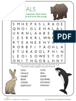 Animal Word Search Mammals PDF