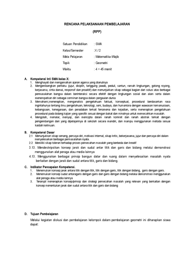 Contoh RPP Pembelajaran Berbasis Proyek