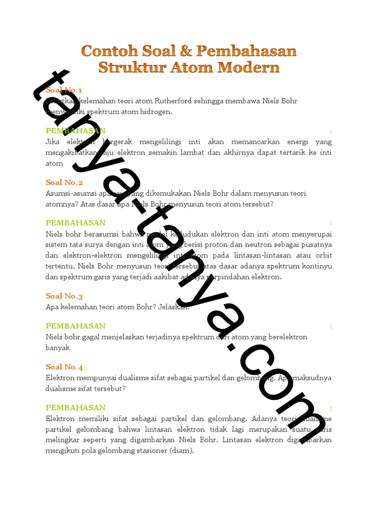 Contoh Soal Dan Pembahasan Struktur Atom Dan Sistem Periodik Unsur Bagikan Contoh