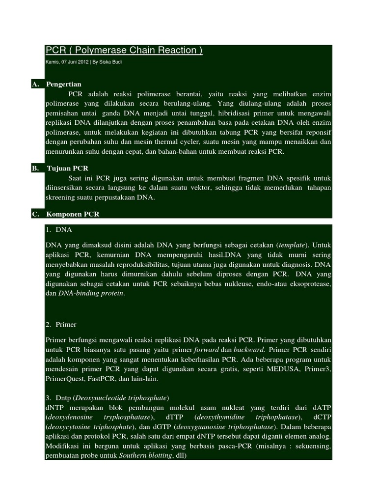 Mekanisme dan Komponen PCR DNA | PDF | Sains & Matematika | Komputer