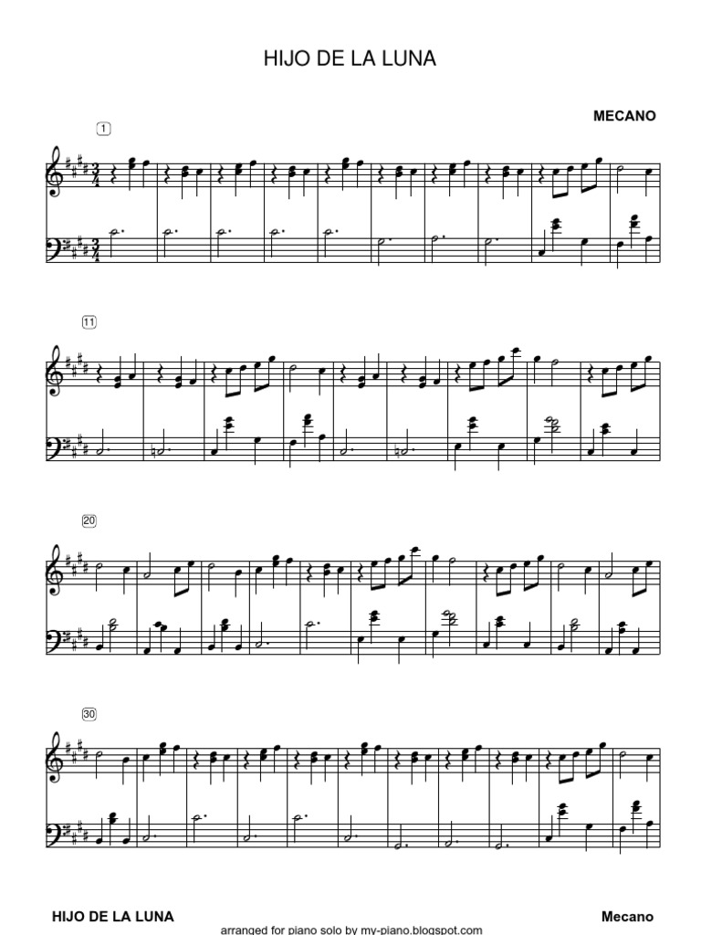 Hijo de la luna ноты. Hijo de la luna на русском. дитя луны ноты для фортепиано. Hijo de la luna на русском. Mecano hijo de la luna перевод текст.