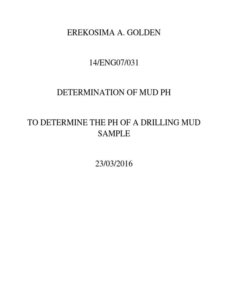 Determination of Drilling Mud pH PDF Ph Density