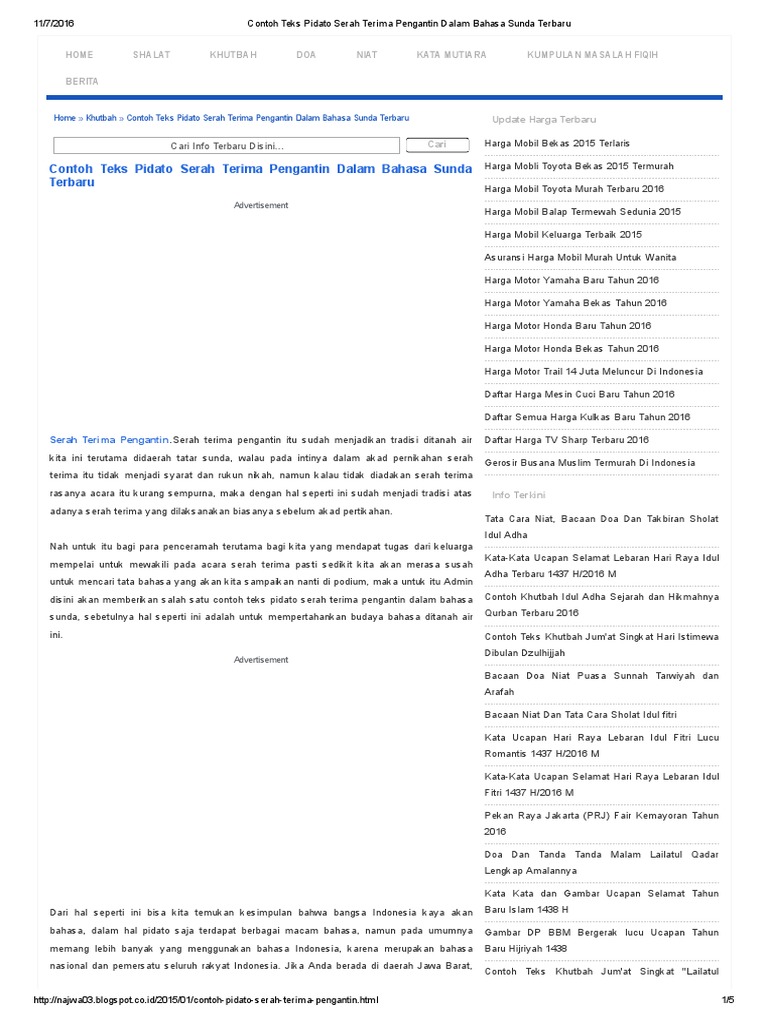 Contoh Teks Pidato Serah Terima Pengantin Dalam Bahasa