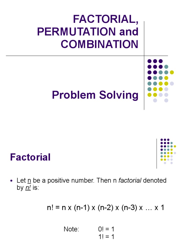Factorial Combination and Permutation PDF Discrete Mathematics