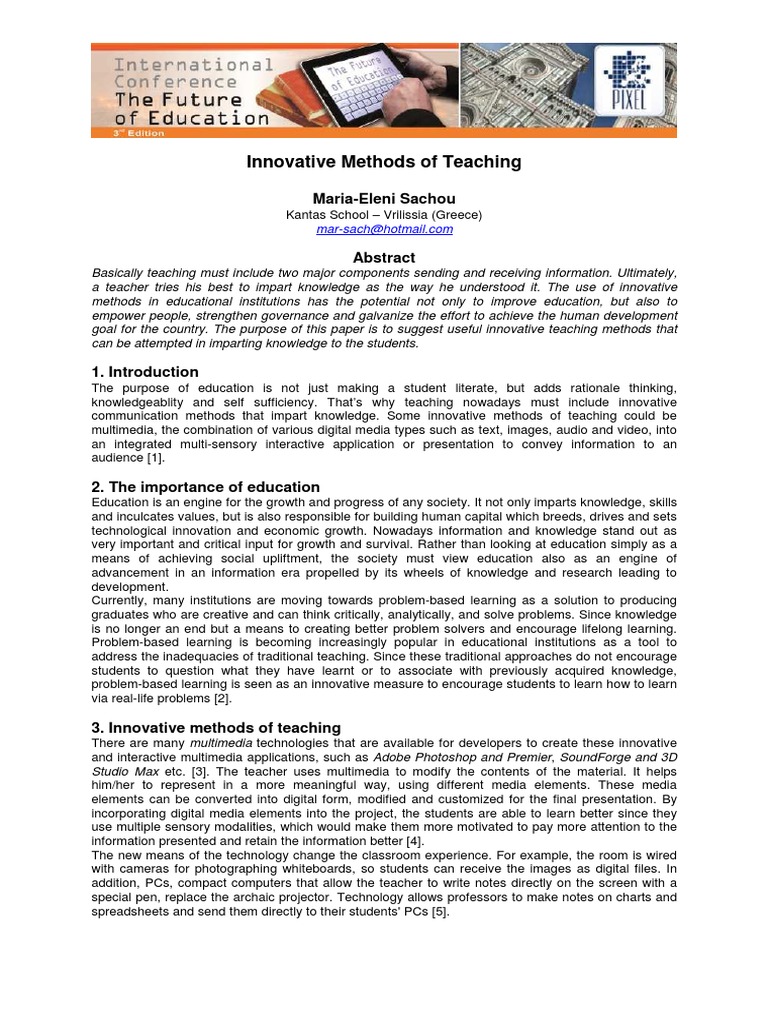 Innovative Methods of Teaching | PDF | Teaching Method | Innovation