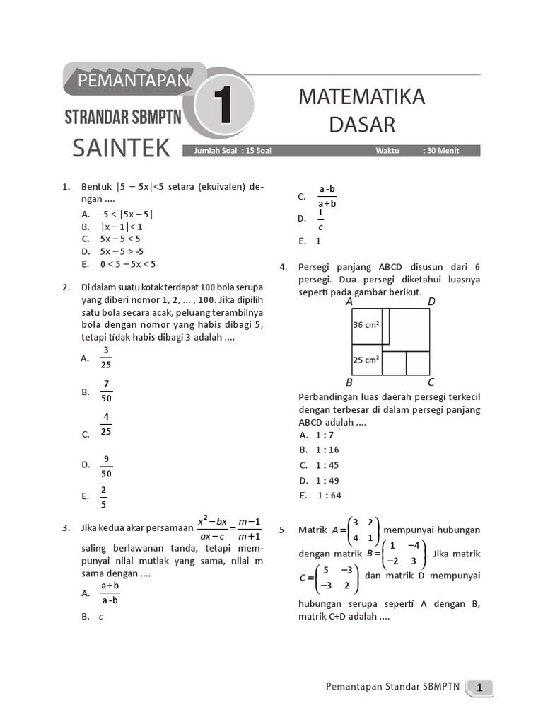Soal Soal Pemantapan Standar Sbmptn