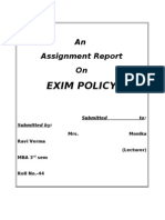 Exim Policy: An Assignment Report On