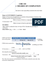 CHE 310 Conversion / Degree of Completion: Definition