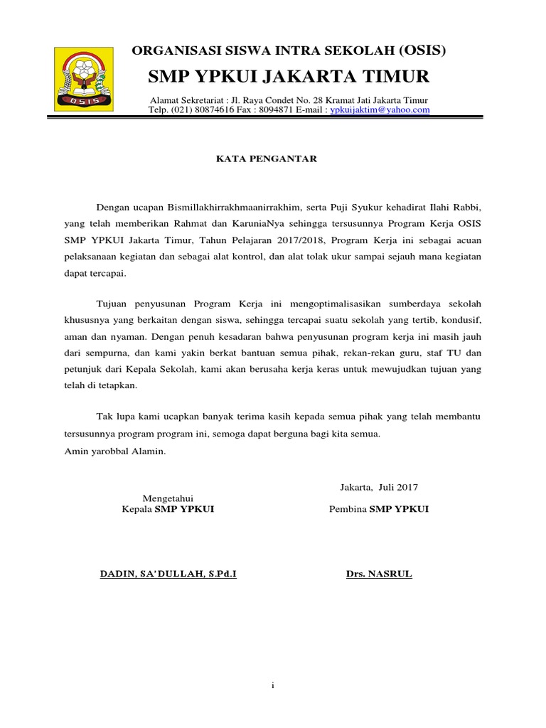 Contoh Proposal Osis Smp - Aneka Macam Contoh