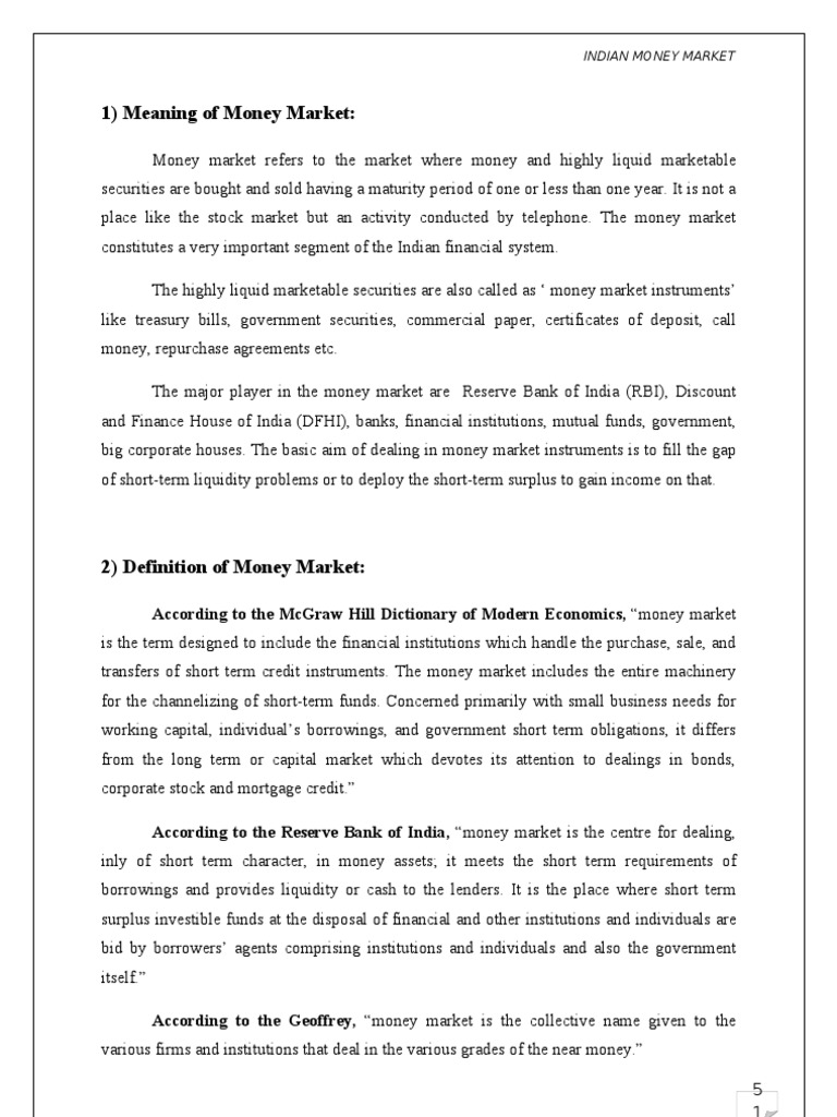 Overview of the Indian Money Market | PDF | United States Treasury ...