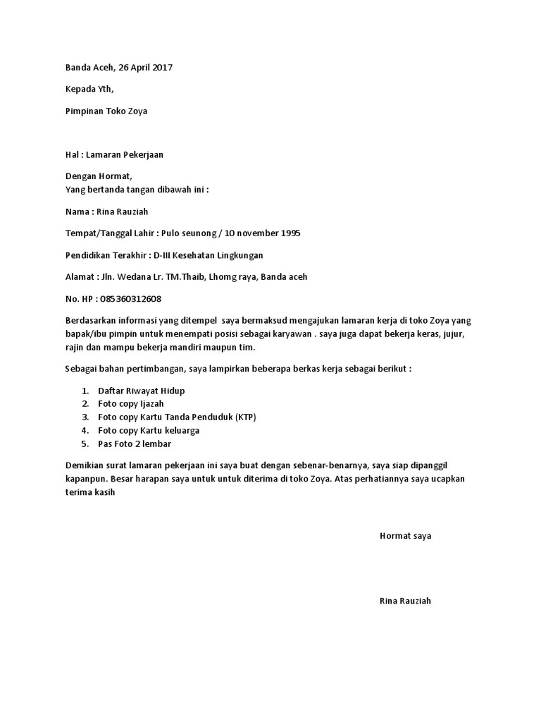 Surat Lamaran Kerja