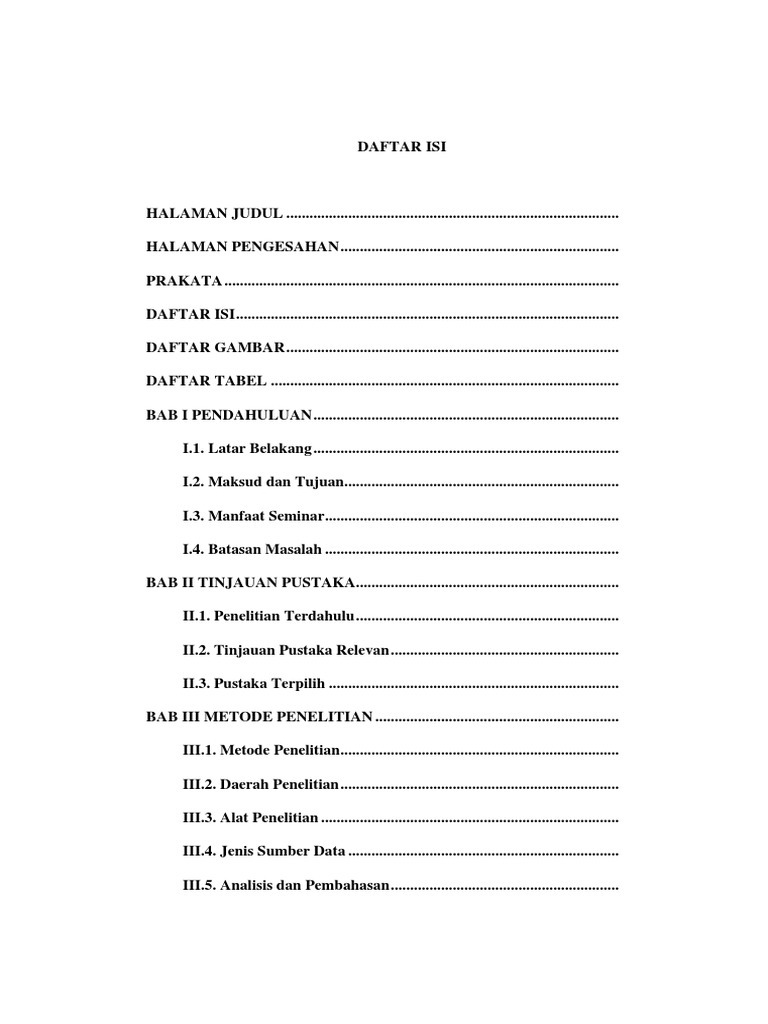 Proposal Seminar Daftar Isi