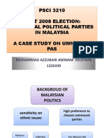 PSCI 3210 Post 2008 Election: Communal Political Parties in Malaysia A Case Study On Umno and PAS